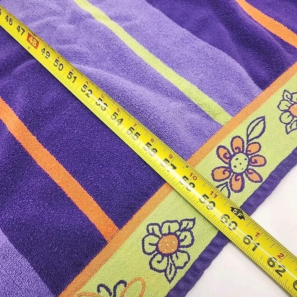 Cecil Saydah Beach Towel 100% Cotton Purple Stripes 60